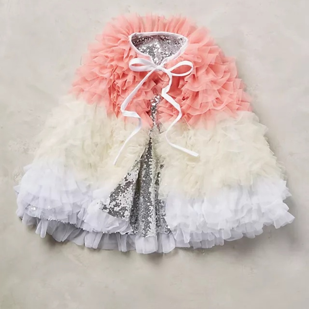Anthropologie Alice Mary Lynch Sequin and Ruffle Capelet